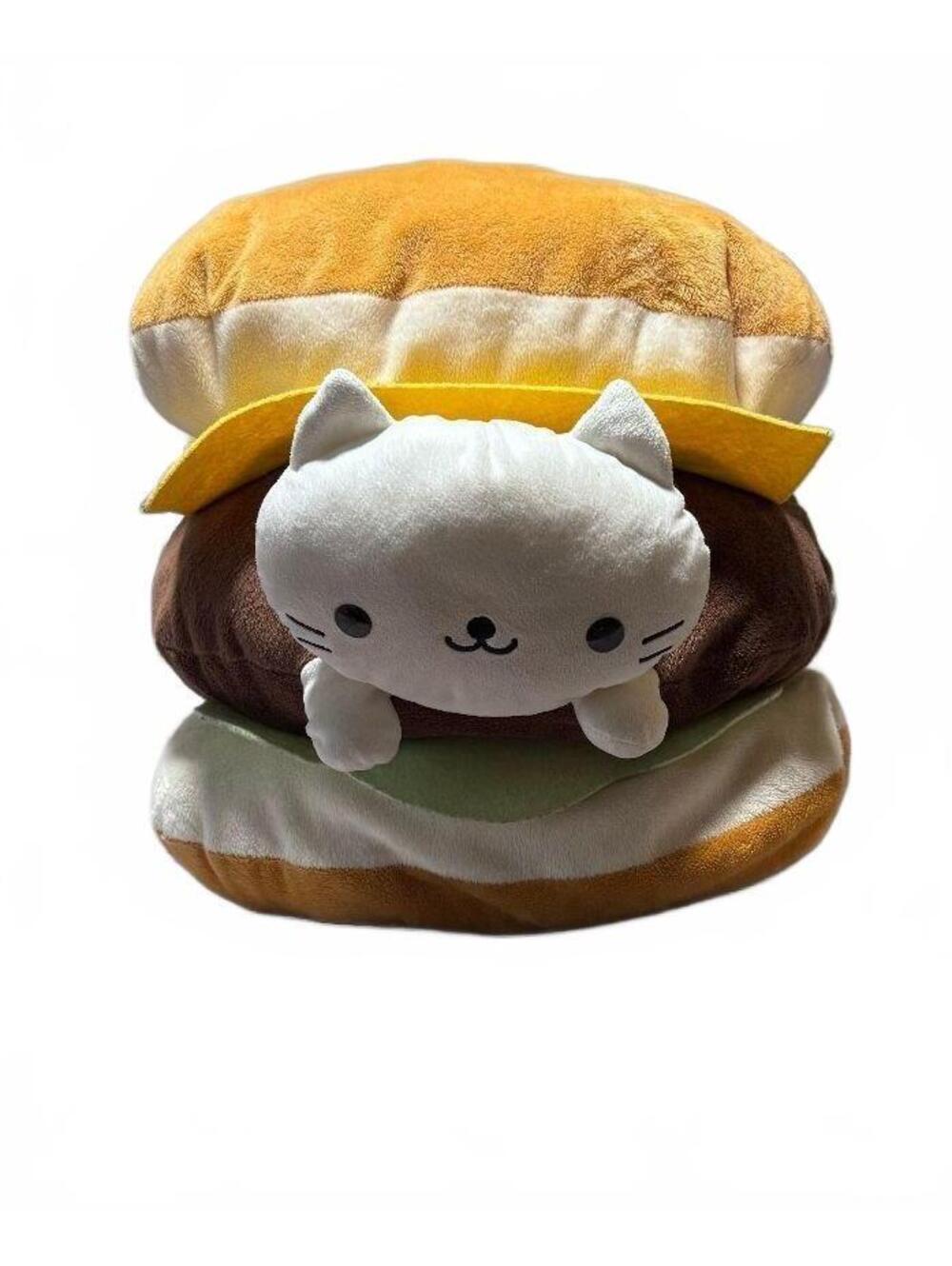 Nyan Nyan Nyanko Large Plush Cat Cheeseburger Kitty Burger 16"